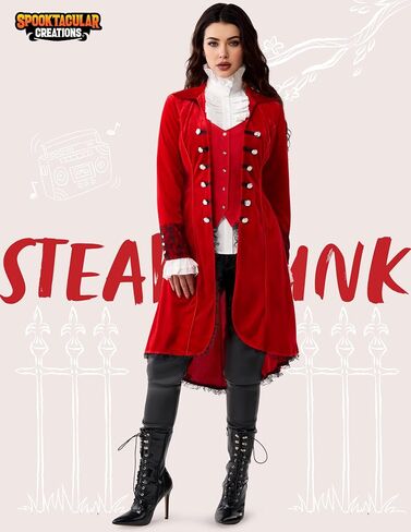 Spooktacular Creations Halloween Women's Steampunk سترة ، معطف القوطية الفيكتوري لحفلات تأثيري in Saudi Arabia