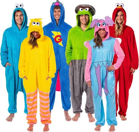 intimo sesame street character area suit kigurumi hooded 1 قطعة واحدة من الصوف بيجاما للرجال للنساء (elmo ، صغيرة/متوسطة) in Kuwait
