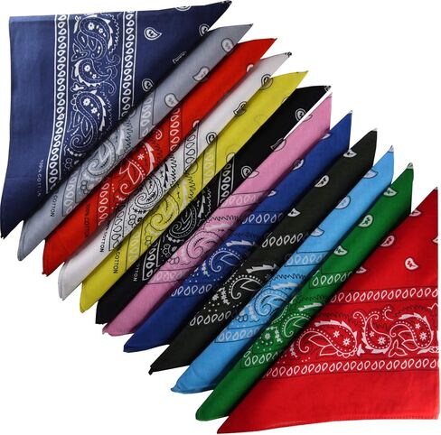 Assorted Colors Paisley Cowboy Bandana 12 Pack Unisex Thick 100% Cotton Square Bandanas Scarf Head Wraps For Men Women in Saudi Arabia