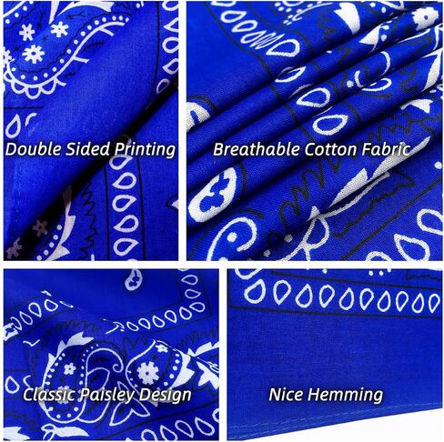 Assorted Colors Paisley Cowboy Bandana 12 Pack Unisex Thick 100% Cotton Square Bandanas Scarf Head Wraps For Men Women in Saudi Arabia