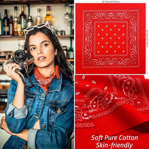 Assorted Colors Paisley Cowboy Bandana 12 Pack Unisex Thick 100% Cotton Square Bandanas Scarf Head Wraps For Men Women in Saudi Arabia