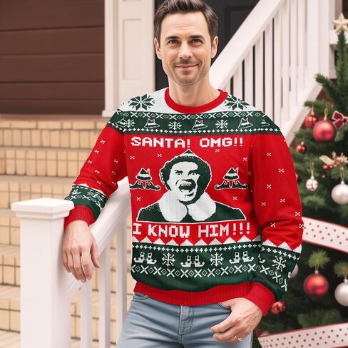 34HD Ugly Xmas Sweater–Funny Knit Christmas Sweater for Women & Men 2025, Long Sleeve Crewneck Holiday Pullover, Unisex Gift in Kuwait