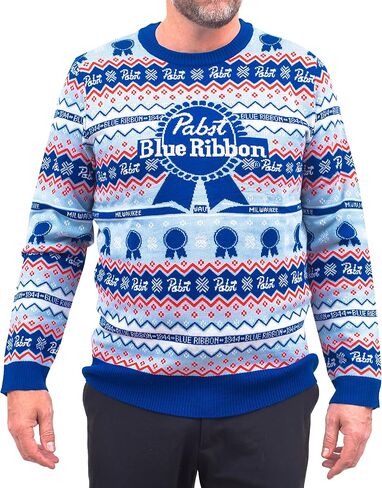 Mad Engine Pabst Fair Isle Beer Adult Esisex Holiday Accy Christmas Sweater in Kuwait