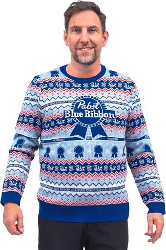 Mad Engine Pabst Fair Isle Beer Adult Esisex Holiday Accy Christmas Sweater in Kuwait