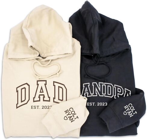 NAZENTI Dad Embroidered Sweatshirt, Personalized Dad Shirt with Kids Names, Heart on Sleeve, Grandpa Papa Shirt in Kuwait