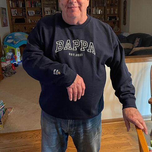 NAZENTI Dad Embroidered Sweatshirt, Personalized Dad Shirt with Kids Names, Heart on Sleeve, Grandpa Papa Shirt in Kuwait