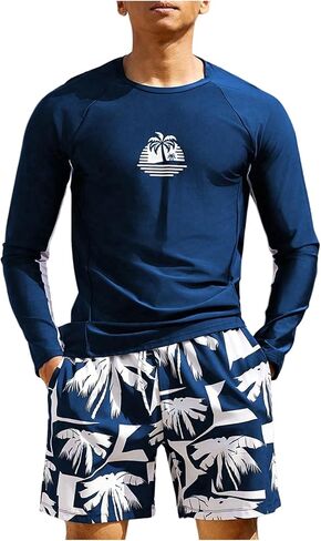 SOLY HUX Men's Swimsuit Long Sleeve Rash Guard Swim Shirt and Shorts 2 Piece Swimwear Set in Saudi Arabia