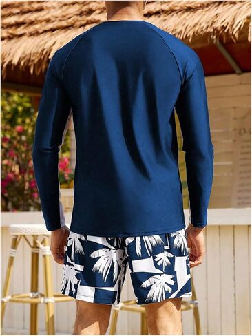 SOLY HUX Men's Swimsuit Long Sleeve Rash Guard Swim Shirt and Shorts 2 Piece Swimwear Set in Saudi Arabia