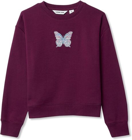 Lands' End Girls Crew Neck Embroidered Sweatshirt in Saudi Arabia