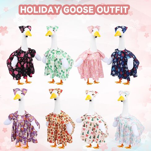 Holiday Porch Goose Outfits All Seasons Holiday Lawn Goose Clothing Porch Clothes for Patio Yard Lawn Decor (8 Girls Sets) in Saudi Arabia