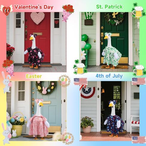 Holiday Porch Goose Outfits All Seasons Holiday Lawn Goose Clothing Porch Clothes for Patio Yard Lawn Decor (8 Girls Sets) in Saudi Arabia