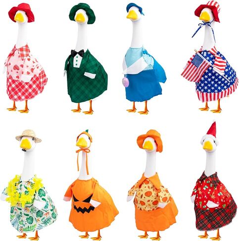 Holiday Porch Goose Outfits All Seasons Holiday Lawn Goose Clothing Porch Clothes for Patio Yard Lawn Decor (8 Girls Sets) in Saudi Arabia