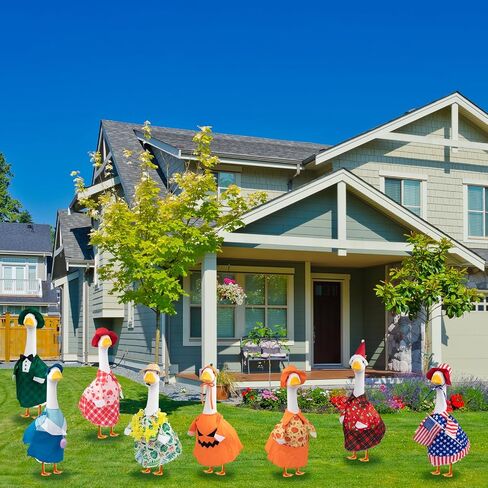 Holiday Porch Goose Outfits All Seasons Holiday Lawn Goose Clothing Porch Clothes for Patio Yard Lawn Decor (8 Girls Sets) in Saudi Arabia