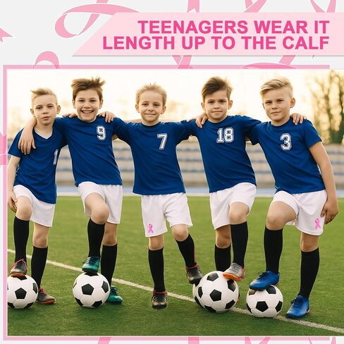 12 Pairs Breast Cancer Awareness Crew Socks Bulk Pink Ribbon Accessories Athletic Volleyball Soccer Socks for Youth in Saudi Arabia