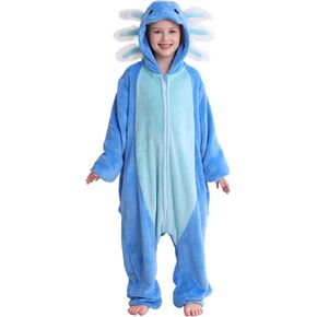 DELEY Onesie Costume Kids Halloween Christmas Costume Cosplay Sleepwear One Piece Animal Pajamas for 4-13 Axolotl in Saudi Arabia