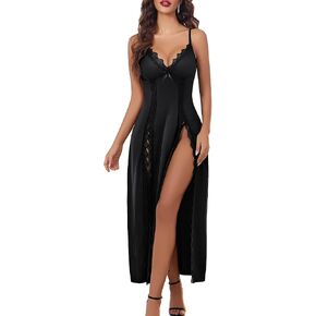 Avidlove Sexy Nightgown for Women Satin Babydoll Chemise Lingerie V Neck Nightwear Side Split Nightgown in Kuwait