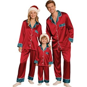 Family Christmas Pajamas Matching Sets 2025 Cozy Satin Pjs Outfits,Plus Size Christmas Themed Costumes For Family in Saudi Arabia