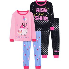 Girls 4-Piece Pajamas Cotton Christmas Pjs Set Kids Sleepwear in Kuwait