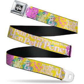 My Little Pony Belt, Seatbelt Buckle Belt, Mon Petit Poney Ponies and Cutie Marks Collage Yellow Pink, Adjustable in Kuwait