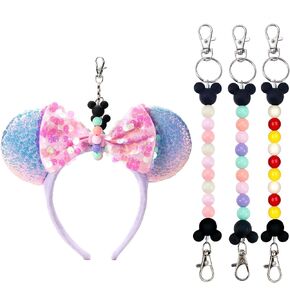 3PCS Mouse Ear Holder for Backpack Bag Beaded Keychain Theme Park Trip Essentials Headband Display Charm Accessories in Saudi Arabia