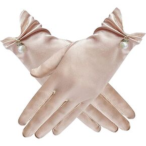 2 Pairs Elegant Pearl Driving Mittens Bridal Banquet Accessories Elastic Dress Gloves for Weddings, Tea Parties in Saudi Arabia