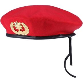 Vanzack Red Wool Beret with Star - Vintage Square Dance Hat & Stage Performance Cap (9.8 × 9.6 بوصة) in Saudi Arabia