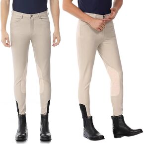 Men's Riding Breeches Equestrian Knee Patch Silicone Grip Horse Riding Pants Horseback Riding Zipper Pockets Trousers in Saudi Arabia
