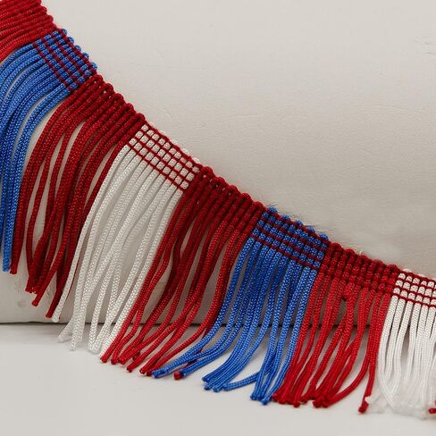 Trims by the Yard 2" Striped Multicolor chainette Fringe Black/White (5 Yard Cut) Trim in Kuwait