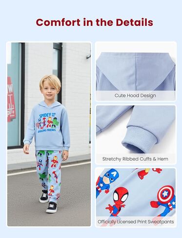 ديزني مارفيل سبايدر-مان ميكي توي ستوري سيارات بوي بولوفر هوديي و جوجغر سراويل الزي مجموعة صالة Sweatsuit Lounge Set 2-9y in Kuwait