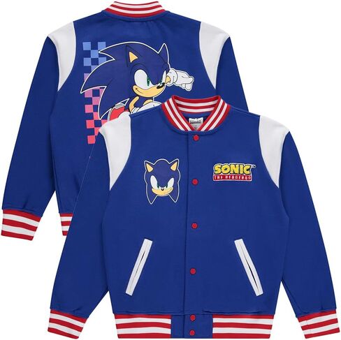 Sonic the Hedgehog Boys Snap Snap Jacket - Varsity Jackets Made W Polyester Fabric - Snap Button Kids Letterman Jackets in Saudi Arabia