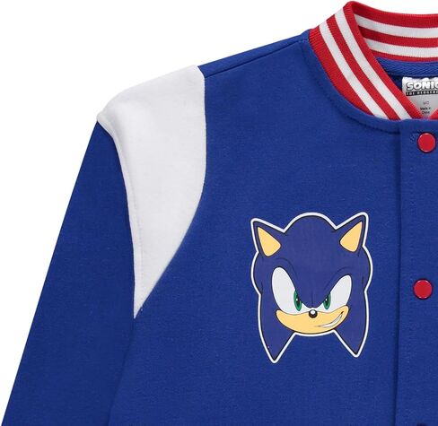 Sonic the Hedgehog Boys Snap Snap Jacket - Varsity Jackets Made W Polyester Fabric - Snap Button Kids Letterman Jackets in Saudi Arabia
