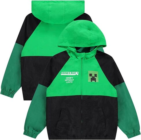 Minecraft Boys Hooded Kids Windbreaker Jacket - Lightweight & Durable Boys Windbreaker Jacket with Hood - Ideal Nylon Fabric in Saudi Arabia
