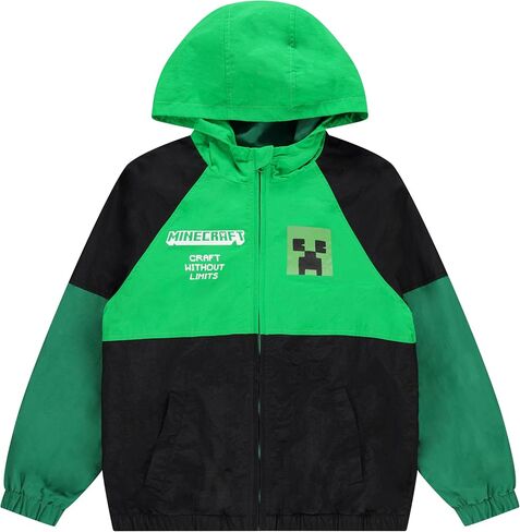 Minecraft Boys Hooded Kids Windbreaker Jacket - Lightweight & Durable Boys Windbreaker Jacket with Hood - Ideal Nylon Fabric in Saudi Arabia