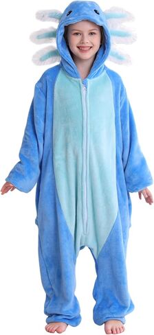 DELEY Onesie Costume Kids Halloween Christmas Costume Cosplay Sleepwear One Piece Animal Pajamas for 4-13 Axolotl in Saudi Arabia