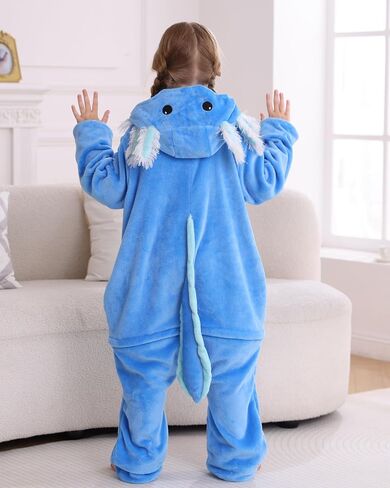 DELEY Onesie Costume Kids Halloween Christmas Costume Cosplay Sleepwear One Piece Animal Pajamas for 4-13 Axolotl in Saudi Arabia