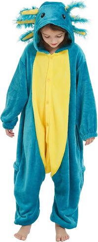 DELEY Onesie Costume Kids Halloween Christmas Costume Cosplay Sleepwear One Piece Animal Pajamas for 4-13 Axolotl in Saudi Arabia