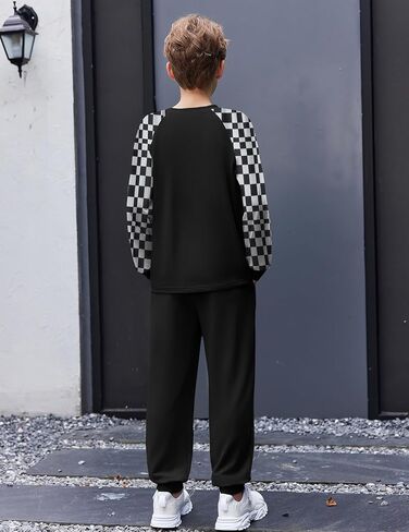 Arshiner Boys Clothes Set Long Raglan Sleeve T-Shirts + Casual Pants 2Pcs Colorblock Fall Outfits for Kids in Saudi Arabia