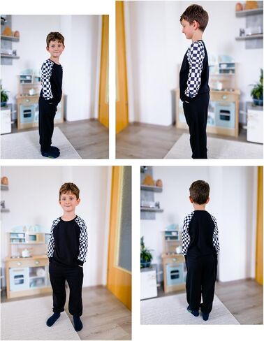 Arshiner Boys Clothes Set Long Raglan Sleeve T-Shirts + Casual Pants 2Pcs Colorblock Fall Outfits for Kids in Saudi Arabia