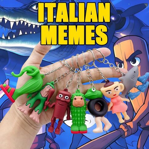 24PCS Brainrot Toys Italian Memes Keychain Tung Tung Tung Sahur Keychain Tralalero Tralala Toys Figurine Gift for Halloween Christmas Birthday in Saudi Arabia