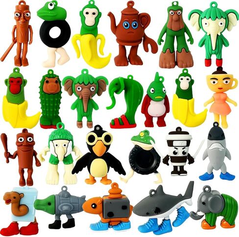 24Pcs Italian Brainrot Toys, Tralalero Tralala Action Figure Tung Tung Tung Sahur Figure 2.5in Funny Animals, Unique Key Chain, Decorations Gifts for Fans in Saudi Arabia