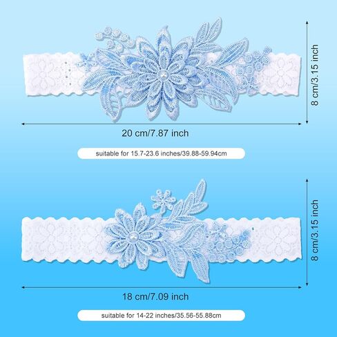 2pcs Garters for Bride, Lace Bridal Garter Floral Lace Leg Belt Elegant Wedding Accessories for Women Girls Gift (Sky Blue) in Saudi Arabia