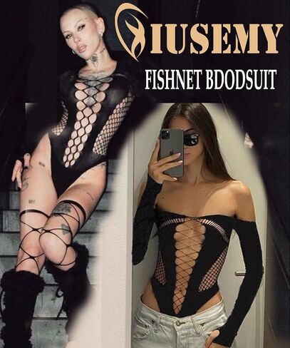 XIUSEMY Lingerie for Women Fishnet Bodysuit Sexy One Piece Babydoll Teddy Mesh Outfits in Saudi Arabia
