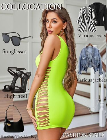 Avidlove Womens Lingerie Fishnet Badydoll Hollow Out Dresses Square Neck Bodycon Cut-out Party Dress in Saudi Arabia