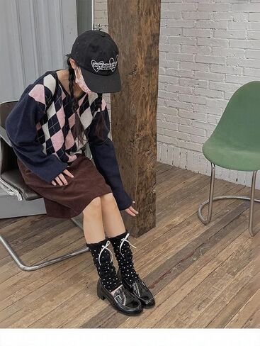 Women Y2K الساق تدفئة Bowknot Polka Dot جوارب القطن الحياكة JK النمط الحلو الفتيات لوليتا جوارب طويلة in Kuwait