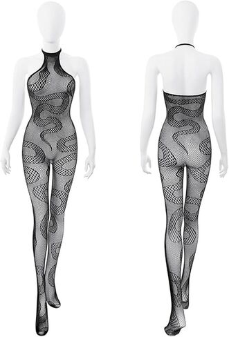 PPX Snake Tights Snake Bodycon Jumpsuit Sexy High Waist Fishnet Tights Stretchy Fishnet Stockings in Saudi Arabia