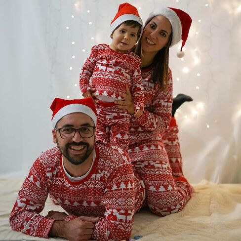 مطابقة بيجامات عيد الميلاد للعائلة اللطيفة المطبوعة بيجاما مجموعة العطلة مجموعات ملابس النوم للأزواج النسائية in Saudi Arabia