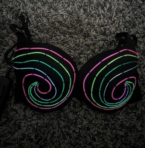 Light Up Bra Costume Bras Rave Dancing Bra LED Flashing Accessories for Rave Parties EDC Events Rainbow (Spiral) in Saudi Arabia