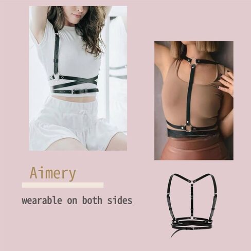 Gothic Leather Waist Harness Belt for Women - Adjustable Chest Vest Body Harness Chains Top for Party, Nightclub, Dating in Saudi Arabia