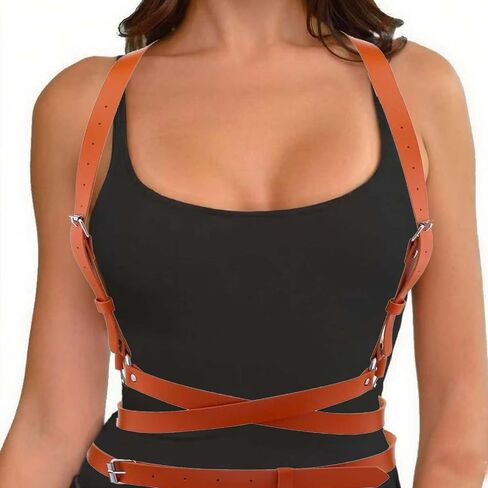Gothic Leather Waist Harness Belt for Women - Adjustable Chest Vest Body Harness Chains Top for Party, Nightclub, Dating in Saudi Arabia
