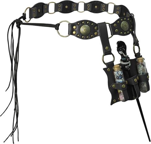 مجموعة خيمياء من القرون الوسطى من القرون الوسطى - WAND WAND WAND WAND ، حزام معالج مع قوارير جرعة ، حقيبة خصر COSPLAY in Kuwait